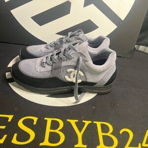 CHANEL Men's Gray and Black Sneakers
